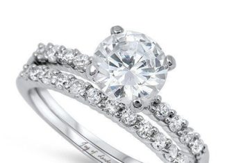 Birthday Gifts Ideas : 1.5CT Round Cut Russian Lab Diamond Solitaire Bridal Set Wedding Band Ring