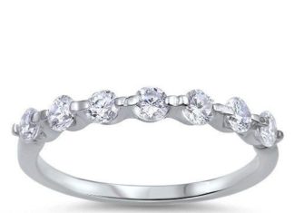 Birthday Gifts Ideas : 1.7TCW Lab Diamond Wedding Band Promise Ring