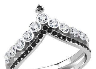 Birthday Gifts Ideas : 1.80TCW Round Cut Black Russian Lab Diamond Chevron Ring