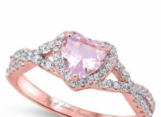Birthday Gifts Ideas : 14K Pink Gold 1.7CT Heart Cut Pink Sapphire & Russian Lab Diamond Halo Ring