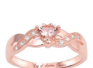 Birthday Gifts Ideas : 14K Rose Gold 1.9CT Heart Cut Pink Morganite Russian lab Diamond Infinity Ring