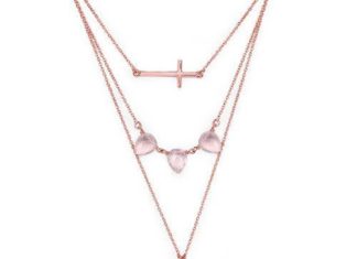 Birthday Gifts Ideas : 14K Rose Gold 10.62CT Genuine Crystal Quartz and Rose Quartz Necklace