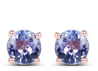 Birthday Gifts Ideas : 14K Rose Gold 1CT Tanzanite Stud Earrings