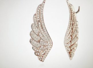 Birthday Gifts Ideas : 14K Rose Gold 1TCW Russian Lab Diamond Angel Wing Cuff Earrings