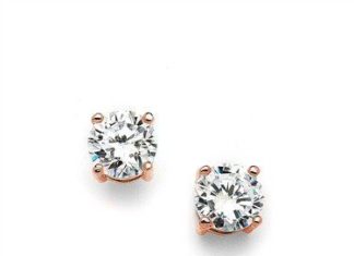 Birthday Gifts Ideas : 14K Rose Gold 2CT Round Cut Russian Lab Diamond Solitaire Stud Earrings