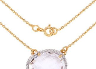 Birthday Gifts Ideas : 14K Yellow Gold 9.68 Carat Genuine Rare Pink Crystal Quartz and White Topaz Neck…