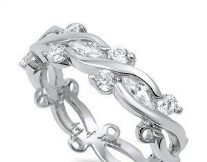 Birthday Gifts Ideas : 2.87TCW Marquise & Round cut Russian Lab Diamond Wedding Band Eternity Ring