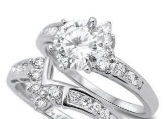 Birthday Gifts Ideas : 2CT Round Cut Russian Lab Diamond Solitaire Bridal Set Wedding Band Ring