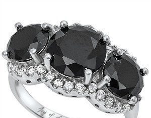 Birthday Gifts Ideas : 4.9CT Perfect Three Stone Journey Black Russian Lab Diamond Halo Promise Engagem…