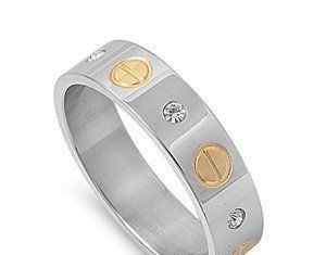 Birthday Gifts Ideas : A Classic 14K Yellow Gold and Stainless Russian Lab Diamond Unisex Wedding Band …