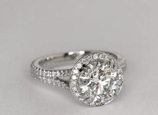 Birthday Gifts Ideas : A Flawless 4.8CT Round Cut Russian Lab Diamond Halo Split Shank Ring