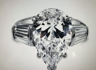 Birthday Gifts Ideas : A Flawless 8CT Pear Cut Russian Lab Diamond Step Cut Trapezoid Accents Engagemen…