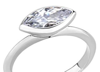 Birthday Gifts Ideas : A Perfect 1.1CT Marquise Cut Russian Lab Diamond Bevel Set Ring