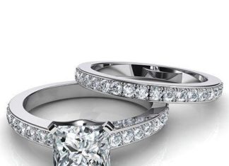 Birthday Gifts Ideas : A Perfect 2.3CT Princess Cut Russian Lab Diamond Wedding Ring Bridal Set