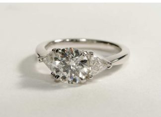 Birthday Gifts Ideas : A Perfect 2CT Round Cut Russian Lab Diamond Engagement Ring with Trillion Accent…