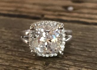 Birthday Gifts Ideas : A Perfect 5.6CT Cushion Cut Russian Lab Diamond Halo Split Shank Engagement Ring