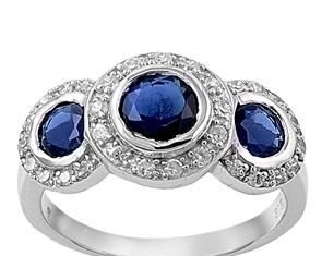 Birthday Gifts Ideas : A Perfect 5.9TCW Round Cut Blue Sapphires & Russian Lab Diamond Halo Journey Rin…