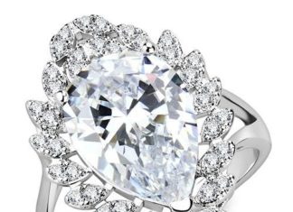 Birthday Gifts Ideas : A Perfect 6CT Pear Cut Solitaire Russian Lab Diamond Halo Engagement Ring