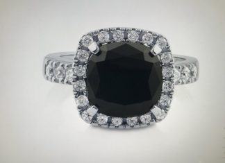 Birthday Gifts Ideas : A Perfect Black 5.4CT Cushion Cut Halo Russian Lab Diamond Engagement Ring