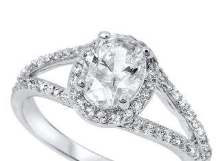 Birthday Gifts Ideas : A Stunning 2CT Oval Cut Halo Split Shank Russian Lab Diamond Engagement Ring