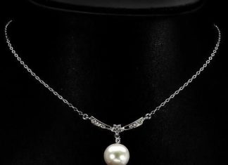 Birthday Gifts Ideas : A Vintage 12mm White Pearl Russian Lab Diamond Wedding Necklace