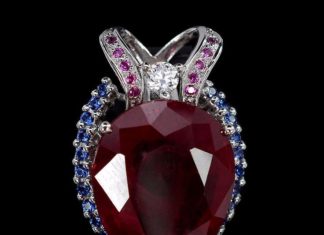 Birthday Gifts Ideas : A Vintage 13.9CT Red Ruby Pendant Blue Halo & Pink Sapphire Accents Love!!!