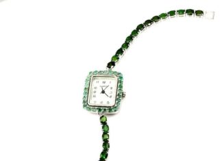 Birthday Gifts Ideas : A Vintage 14K White Gold TCW Kelly Green Emerald Watch
