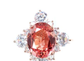 Birthday Gifts Ideas : A Vintage 3.85CT Oval Cut Pink Padparadscha Sapphire Rose Gold Engagement Ring