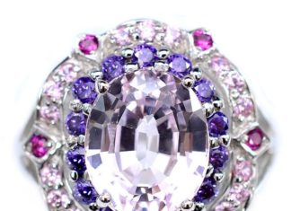 Birthday Gifts Ideas : A Vintage 5CT Oval Cut Lavender Kunzite Purple Pink Sapphire Accented Ring