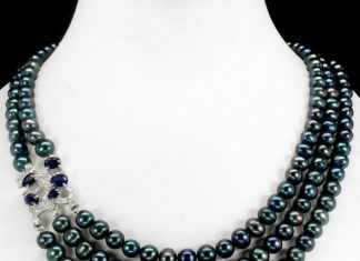 Birthday Gifts Ideas : A Vintage Tahitian Black Pearl Blue Sapphire Russian Lab Diamond Wedding Necklac…