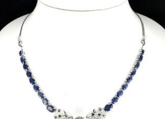 Birthday Gifts Ideas : Classic Royal Blue Sapphire Panthere Ruby Necklace