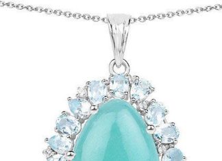 Birthday Gifts Ideas : Ethically Mined Natural 13.28CT Minty Blue Green Amazonite & Blue Topaz Pendant …