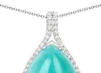 Birthday Gifts Ideas : Ethically Mined Natural 9.25CT Minty Blue Green Amazonite & White Topaz Pendant …