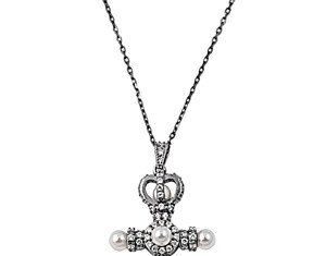 Birthday Gifts Ideas : Lab Diamond & Freshwater Pearl Cross Pendant Necklace