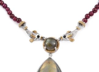 Birthday Gifts Ideas : Malagasy Labradorite Pear Cabochon Rhodolite Garnets Thai Black Spinel Pendant N…