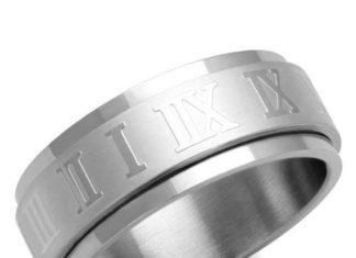 Birthday Gifts Ideas : Men's Roman Numeral Eternity Stainless Steel Wedding band