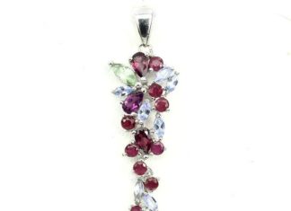 Birthday Gifts Ideas : Red Garnets Purple Blue Tanzanite Green Emerald Pendant