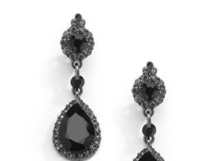 Birthday Gifts Ideas : The Baroness, Vintage Style Black Crystal Earrings with Teardrop Dangles