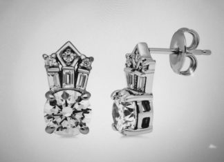 Birthday Gifts Ideas : The Bow Tie Earrings, Art Deco 2CT Round Cut Solitaire Russian Lab Diamond Stud …