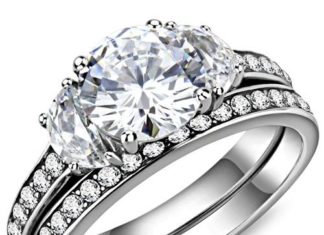 Birthday Gifts Ideas : The Grace, A 1.9CT Round Cut Russian Lab Diamond Bridal Set Ring