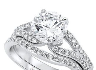 Birthday Gifts Ideas : The Jet Set 2CT Round Cut Russian Lab Diamond Bridal Set Wedding Band Ring