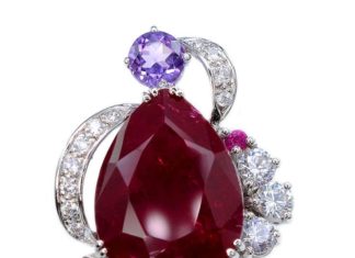 Birthday Gifts Ideas : Vintage 33.9CT Cut Red Ruby White Sapphire Halo Ring