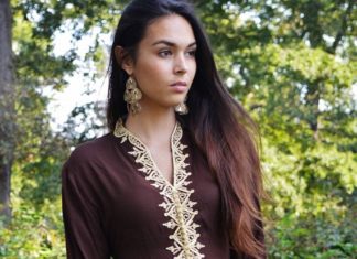Birthday Gifts Inspiration : Brown Tunic Dress with Gold Embroidery-Samia- perfect for birthday gifts,resort …