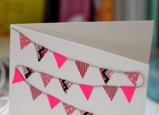 Birthday Gifts Inspiration : Easy Washi Tape Greeting Card – easy to make bunting card! So cute.
