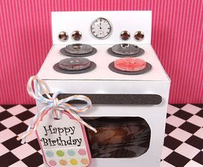 Birthday Gifts Inspiration : Cupcake Oven: Such unique packaging! Create these cute oven boxes, and stuff cup…