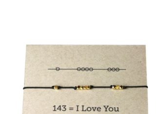 Birthday Gifts Inspiration : I Love You 143 Cord Bracelet – Black