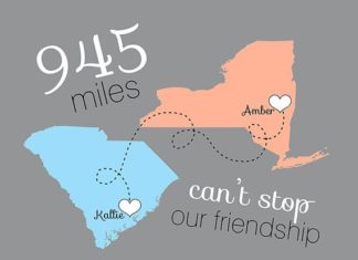 Birthday Gifts Inspiration : Moving Away Gift for Friend, Long Distance Friendship – 8×10 Custom Map, Miles, …