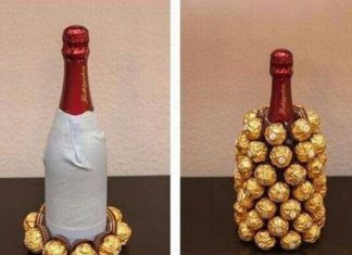 Birthday Gifts Inspiration : Such a cute wedding or birthday gift idea! A champagne or wine bottle covered in…