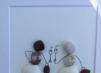 Birthday Gifts Inspiration : The image is made of beautiful sea rocks and shells. Displays two elegant girlfr…