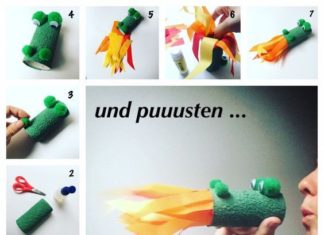Birthday Inspiration: Anleitung Drachenfeuer, Feuerdrache zum Pusten-